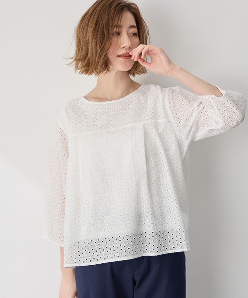 tシャツ レースハークルーネックプルオーバー レディース tシャツ Tシャツ レースハークルーネックプルオーバー