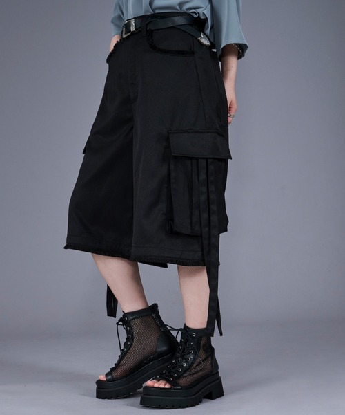 Ellno Loset パンツ コードツキフリンジカーゴハーフパンツ