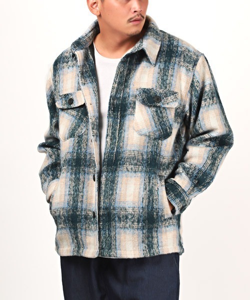 LUXSTYLE（ラグスタイル） ブルゾン アウター 起毛チェック柄シャツ