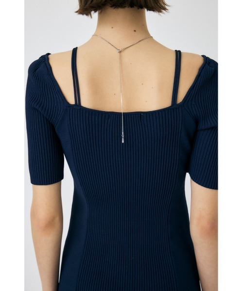 MOUSSY ワンピース SQUARE NECK H/S KNIT ドレス : ZOZOTOWN