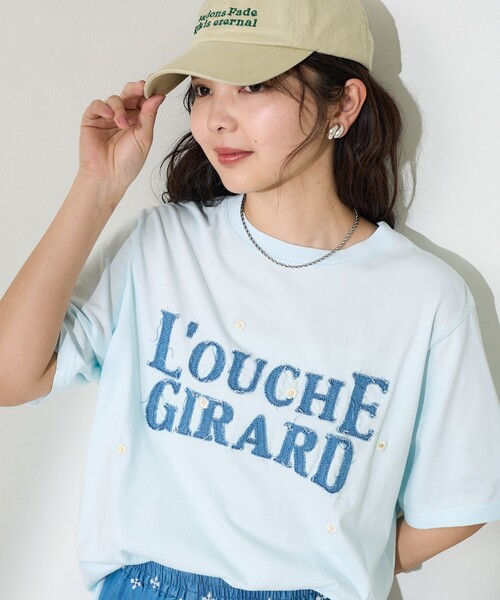 FREAK'S STORE tシャツ デニムロゴデイジーTシャツ/フラワー刺繍