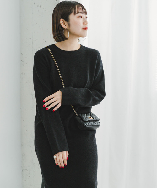 「ITEMS URBANRESEARCH」 ニットワンピース FREE モカ レディース_画像2