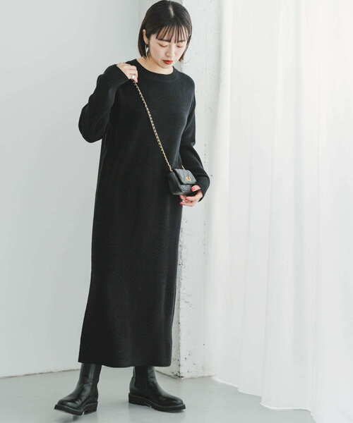 「ITEMS URBANRESEARCH」 ニットワンピース FREE モカ レディース_画像3
