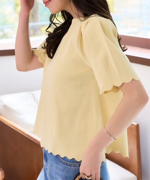 laato ニット　半袖　ラート　パフスリーブ　ザラ　etre ボリューム laato ニット 半袖 ラート パフスリーブ ザラ etre ボリューム - メルカリ