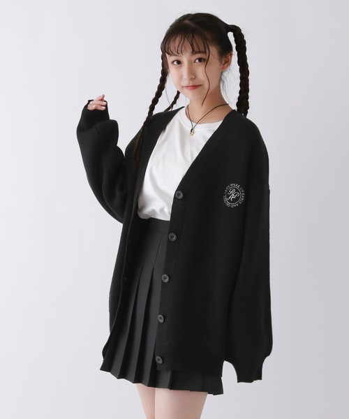 「repipi armario」 「KIDS」ニットカーディガン MEDIUM ブラック キッズ_画像4