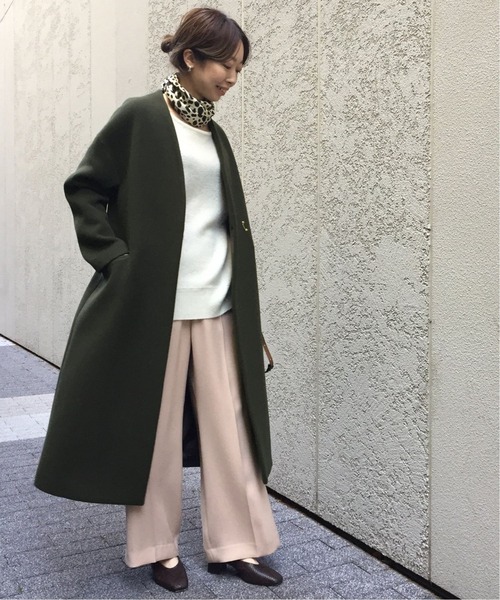 NOBLE（ノーブル） ノーカラーコート 40 グレー レディース : ZOZOTOWN