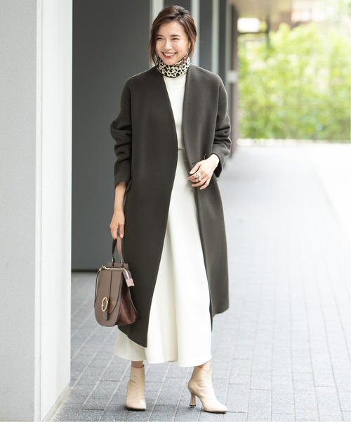 NOBLE（ノーブル） ノーカラーコート 40 グレー レディース : ZOZOTOWN