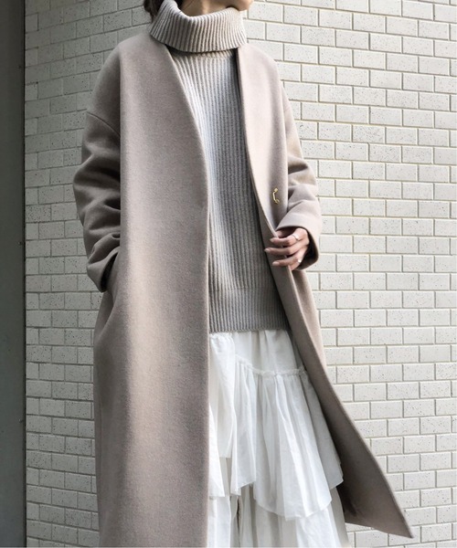 NOBLE（ノーブル） ノーカラーコート 40 グレー レディース : ZOZOTOWN