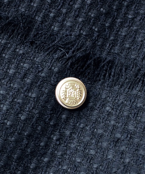 「LAVEANGE」 ツイードジャケット L ブラック レディース_画像9