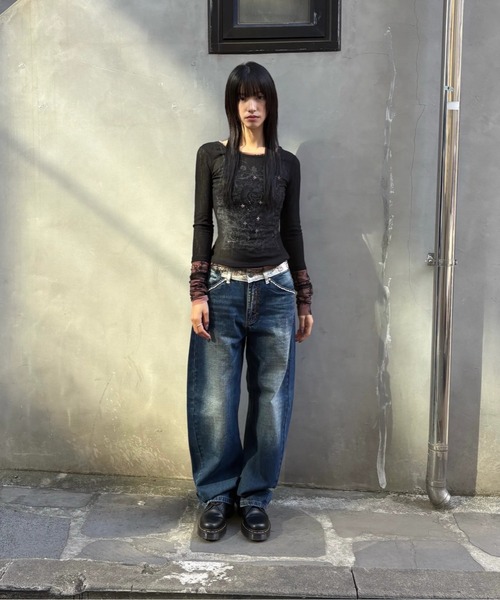 パンツ SCULPTOR Beaded Waist Denim Pants Beaded Waist Denim Pants（デニムパンツ）｜SCULPTOR（スカルプ