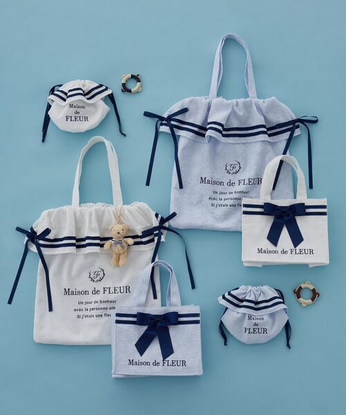 Maison de FLEUR トートバッグ ラインリボンジャカードトート