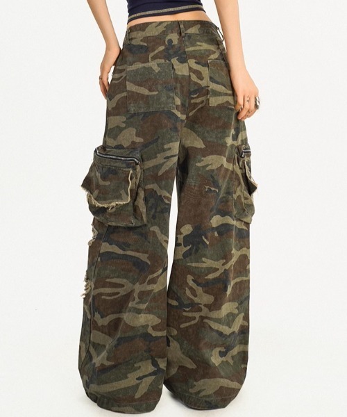 opium camouflage cargo denim カモ柄　ワイドカーゴ KOM カーゴパンツ A'GEM/9 × .kom 「.KOM/ドットケーオーエム