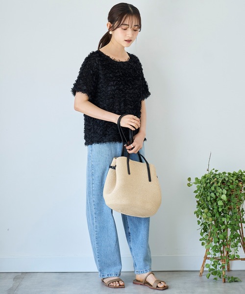 mil（ミル） tシャツ チュールフリル シアークロップドトップス