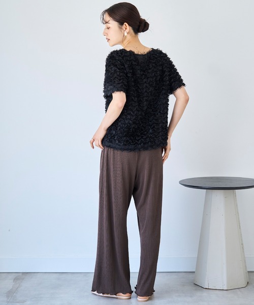 mil（ミル） tシャツ チュールフリル シアークロップドトップス