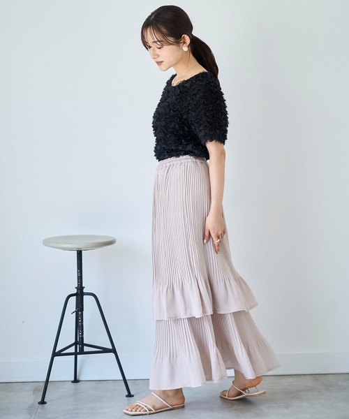 mil（ミル） tシャツ チュールフリル シアークロップドトップス