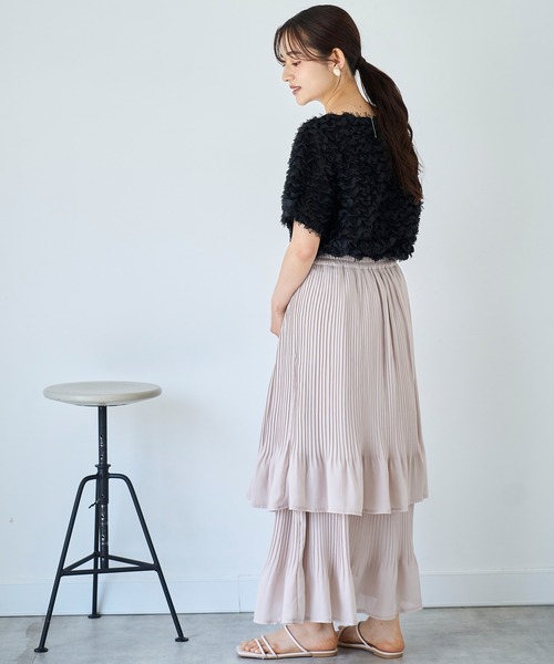 mil（ミル） tシャツ チュールフリル シアークロップドトップス