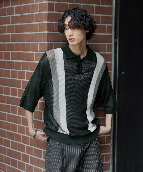 「Bleme」 半袖ニット M ブラック メンズ_画像5