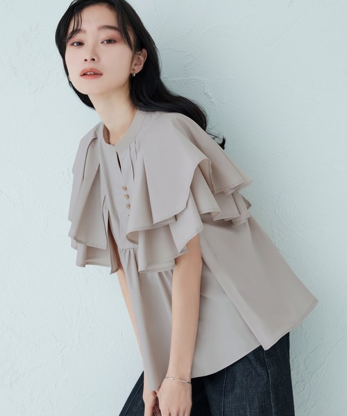 「RUIRUE BOUTIQUE」 ノースリーブブラウス M ネイビー レディース_画像2