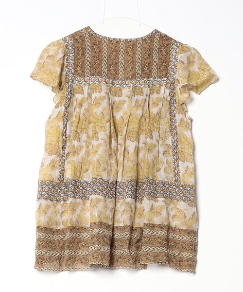 「d'un a dix」 花柄半袖ブラウス 38 イエロー レディース_画像2