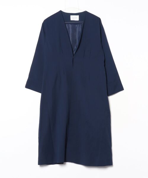 Simplicite（サンプリシテ） ノーカラーコート - ネイビー レディース