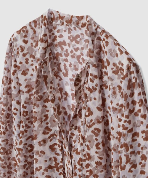 ANAYI（アナイ） ブラウス シャツ レオパードプリントリボンタイ