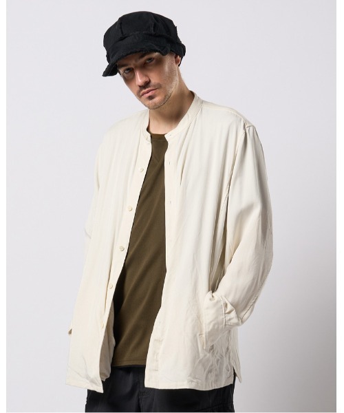 wjk シャツ band collar shirt coat メンズ : ZOZOTOWN Yahoo!店