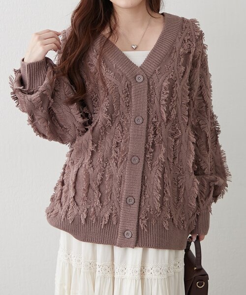NAO（ナオ） カーディガン 「NAO」フリンジVネックカーディガン