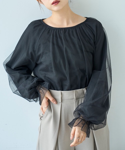 mil（ミル） tシャツ チュールレイヤードトップス「588106