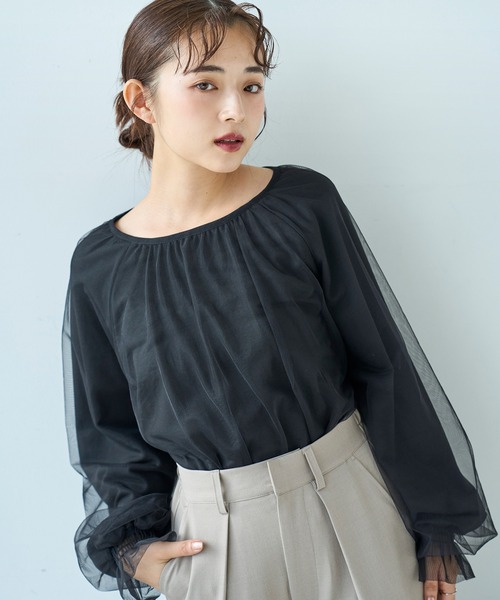 mil（ミル） tシャツ チュールレイヤードトップス「588106
