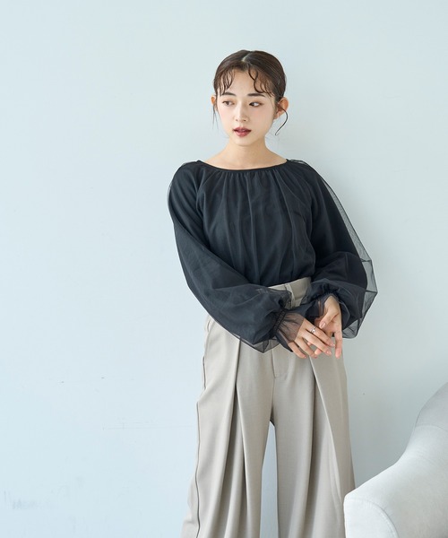 mil（ミル） tシャツ チュールレイヤードトップス「588106