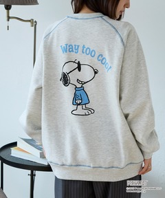 トレーナー スウェット 「PEANUTS SNOOPY」別注 ピーナッツ スヌーピー ヴィンテージライク 刺繍プリント オーバーサイズスウェット
