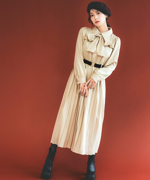 REDYAZEL（レディアゼル） ワンピース プリーツボウタイシャツロング