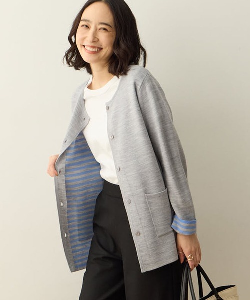 DECOY SINCE 1981 カーディガン ダブルフェイスカーディガン「洗える