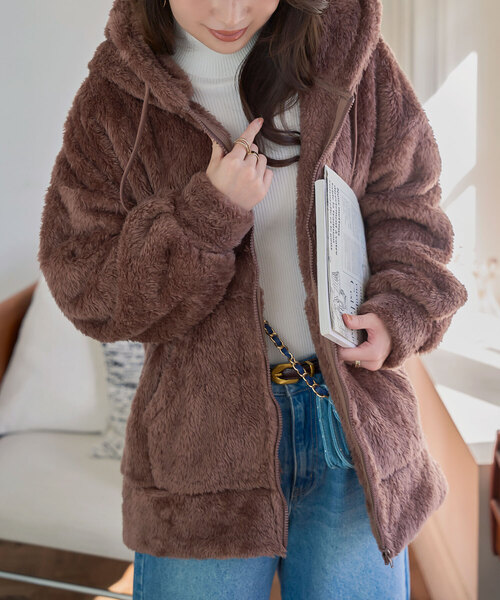 KOBE LETTUCE（神戸レタス） パーカー ファーフリースジップアップ