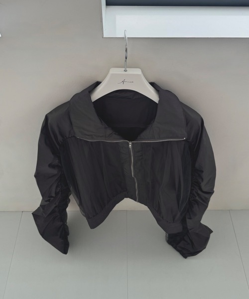 Amiur（エミレ） ブルゾン アウター shiny tulle short shirring