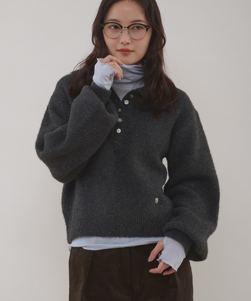 MUHET（ミュエータ） ニット セーター glitter shaggy polo knit