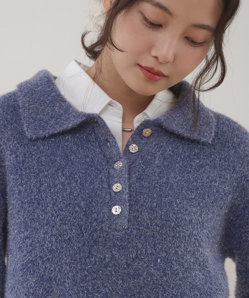 MUHET（ミュエータ） ニット セーター glitter shaggy polo knit