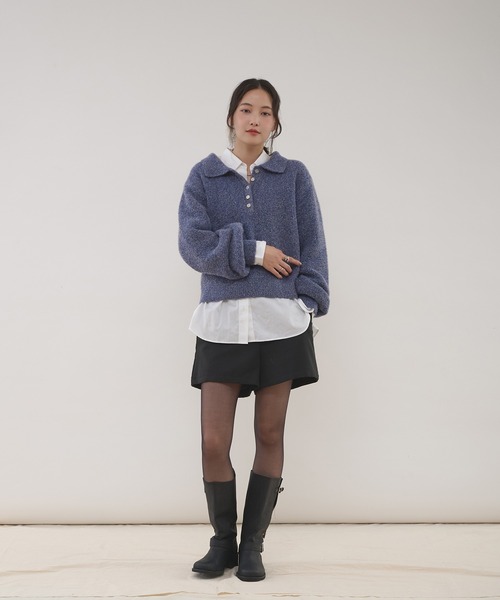 MUHET（ミュエータ） ニット セーター glitter shaggy polo knit