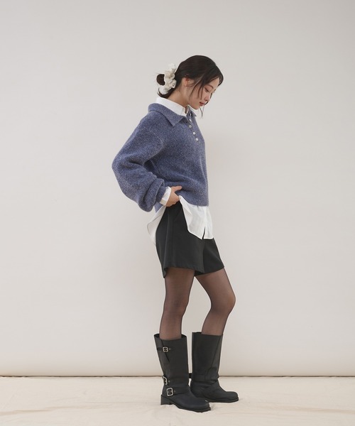 MUHET（ミュエータ） ニット セーター glitter shaggy polo knit
