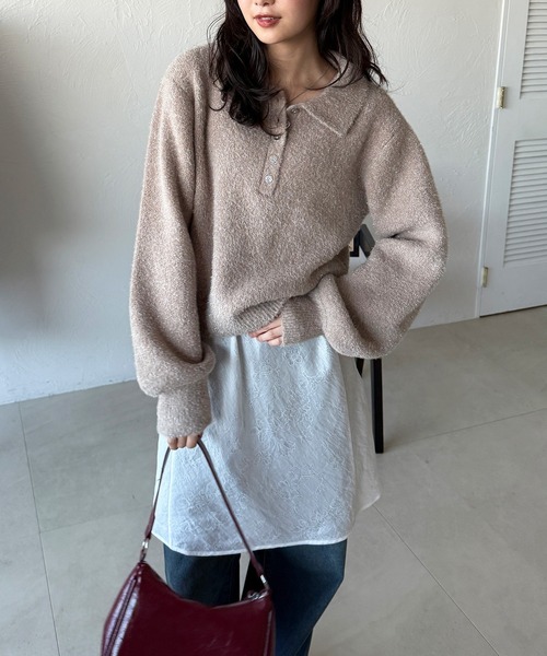 MUHET（ミュエータ） ニット セーター glitter shaggy polo knit