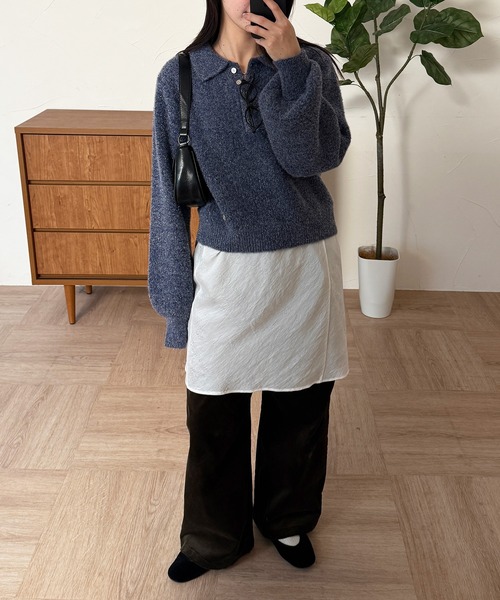 MUHET（ミュエータ） ニット セーター glitter shaggy polo knit