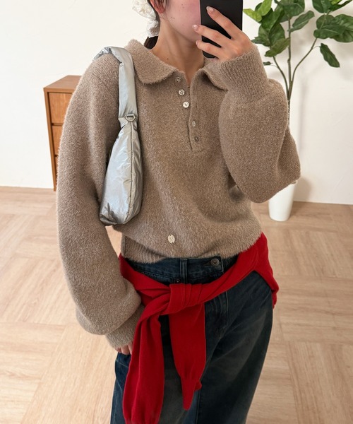MUHET（ミュエータ） ニット セーター glitter shaggy polo knit