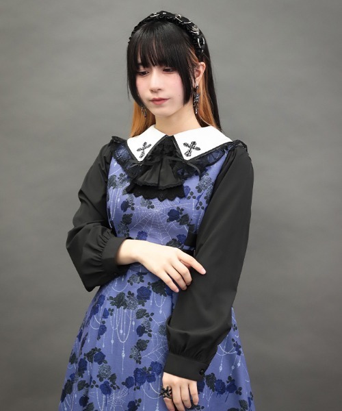 NIBBLE POISON（ニブルポイズン） ブラウス シャツ クロス刺繍ビッグ襟