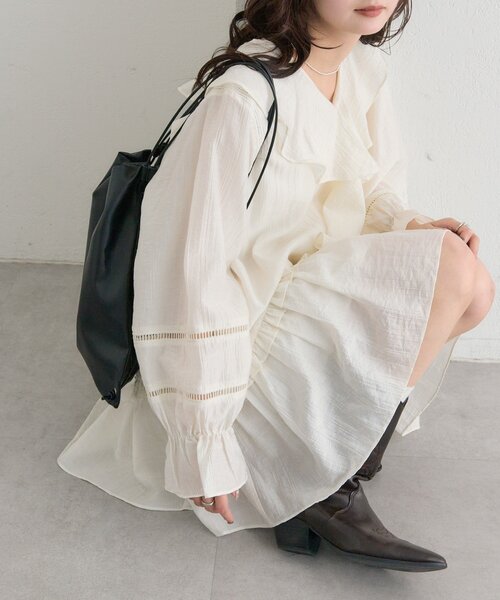 mystic（ミスティック） ワンピース 「柔らか素材/2色展開」ラッフル
