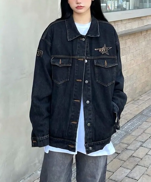 inst.ALL デニムジャケット gジャン バック刺しゅうロゴデニム inst.ALL デニムジャケット gジャン バック刺しゅうロゴデニム