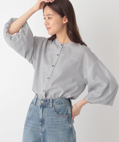 「GLOBAL WORK」 7分袖ブラウス LARGE グレー レディース_画像8