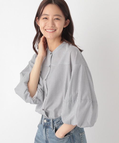 「GLOBAL WORK」 7分袖ブラウス LARGE グレー レディース_画像9
