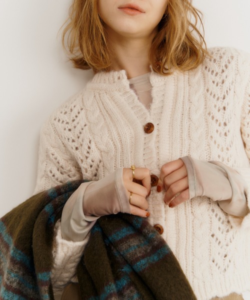 「Unitage」 ニットカーディガン FREE イエロー レディース_画像7