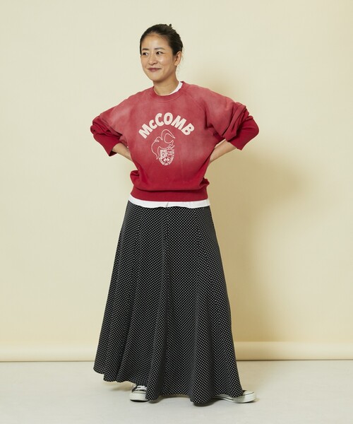 「Freada」 スウェットカットソー ONE SIZE レッド レディース_画像6
