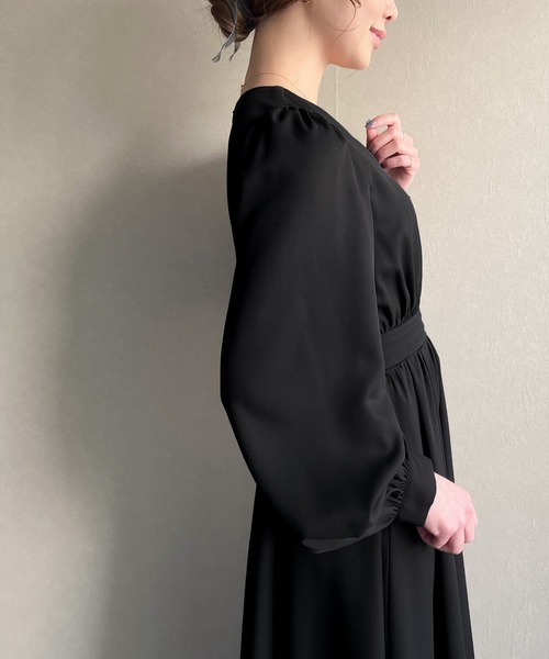 「junoah」 長袖ワンピース LARGE グレイッシュベージュ レディース_画像3